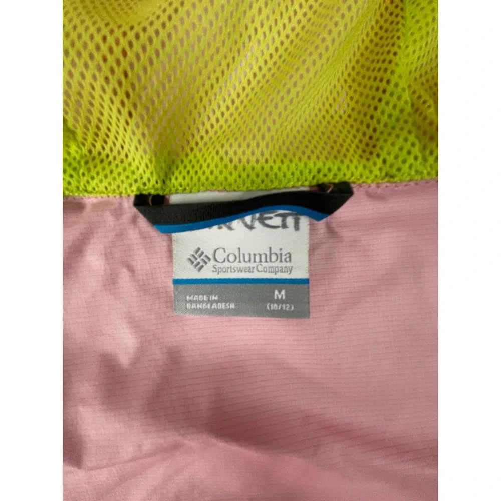 Columbia Girls Pink Rain Jacket Hooded Zip Windbreaker Shell Size M 10/12